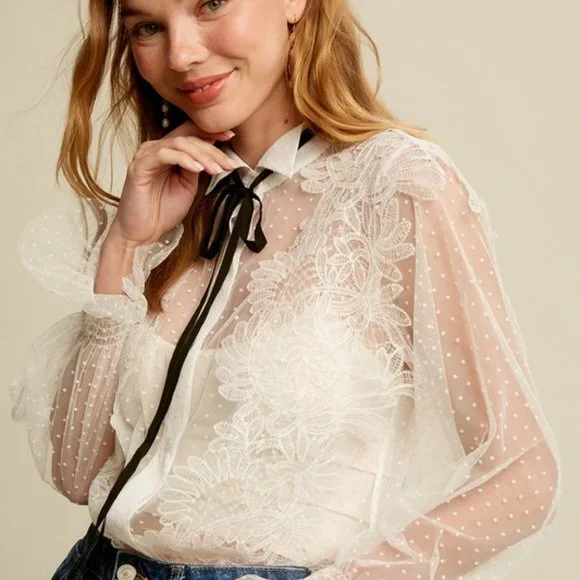 NEW- HARRIET LACE BLOUSE - Picture 3 of 6